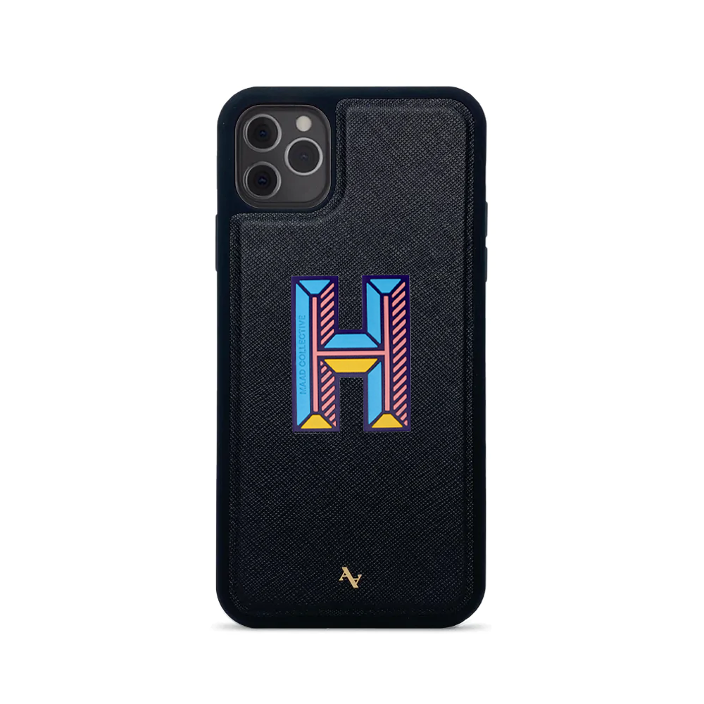 MAAD Stickers Alphabet for iPhone 11 Pro Max in black, showcasing customizable letters and eco-friendly design.