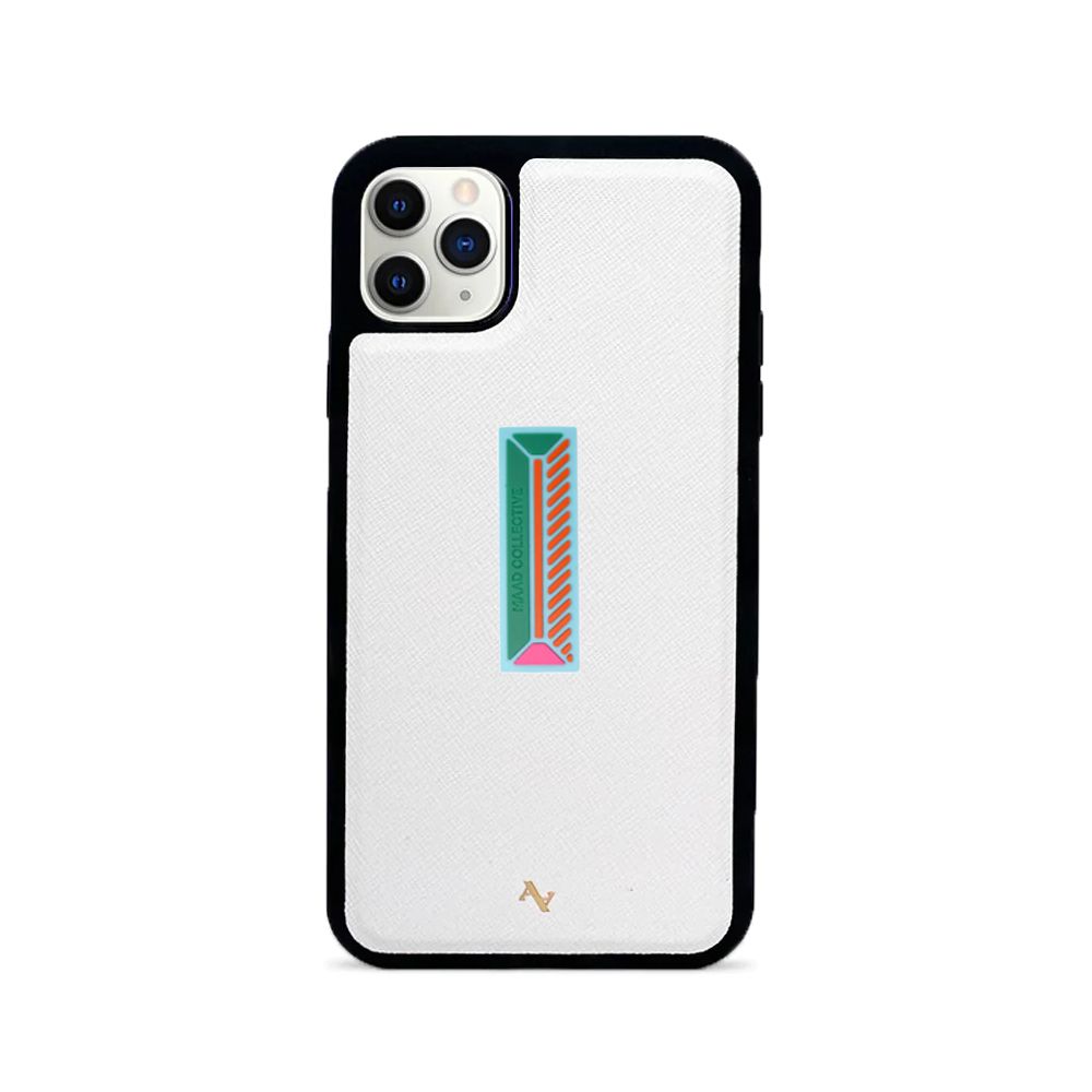 MAAD Stickers Alphabet for iPhone 11 Pro Max in white, showcasing customizable letters for personalization.