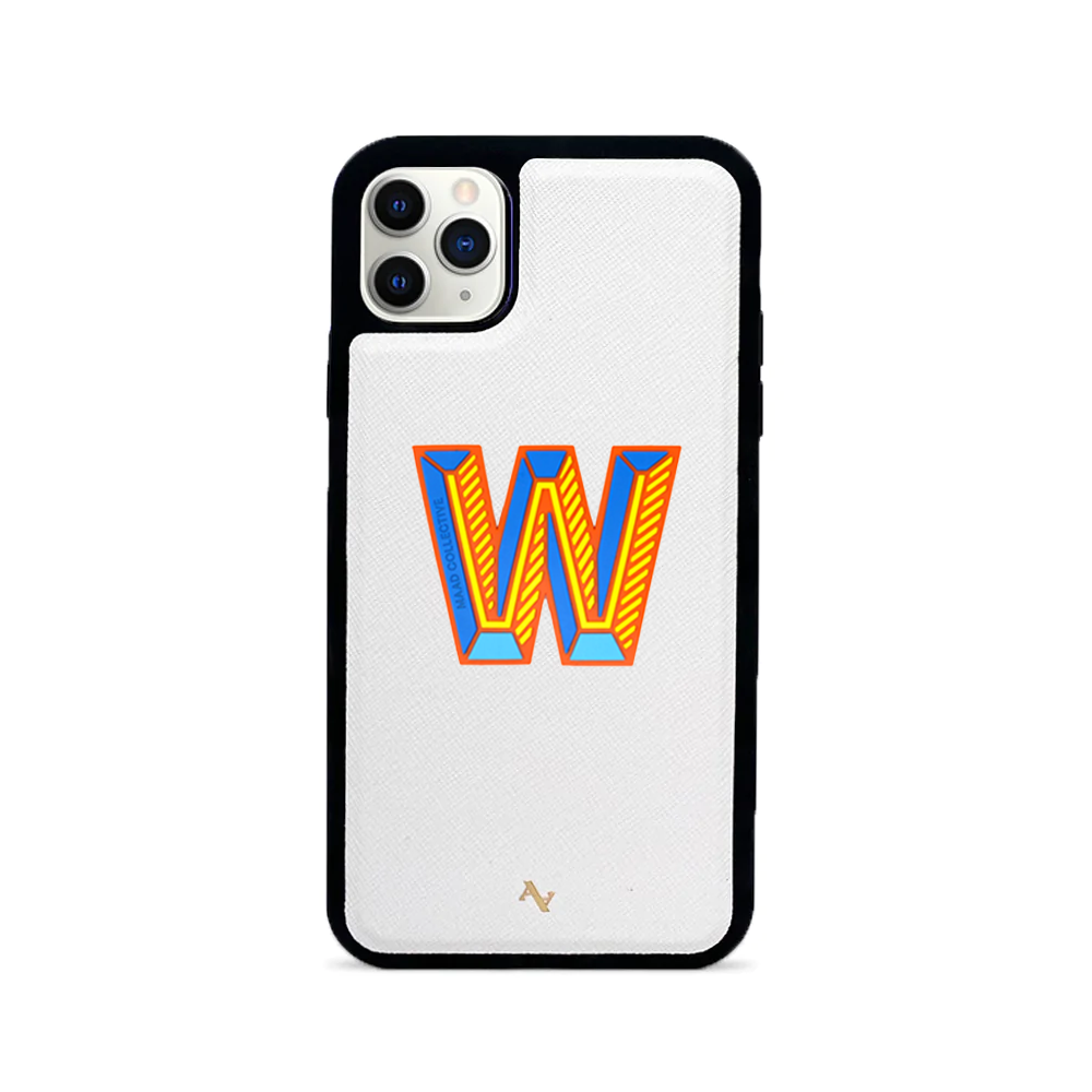 MAAD Stickers Alphabet for iPhone 11 Pro Max in white, showcasing customizable letters for personalization.