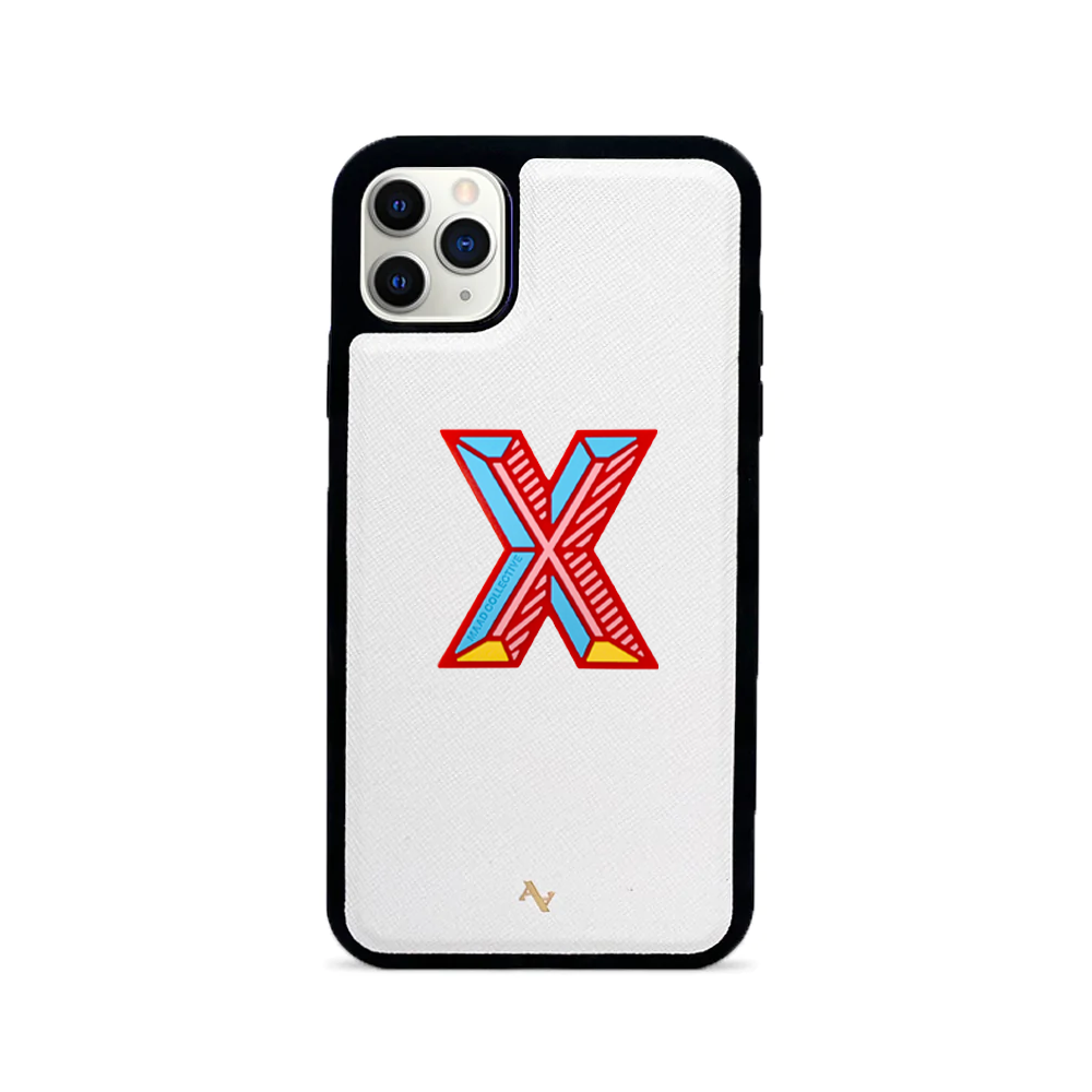 MAAD Stickers Alphabet for iPhone 11 Pro Max in white, showcasing customizable letters for personalization.