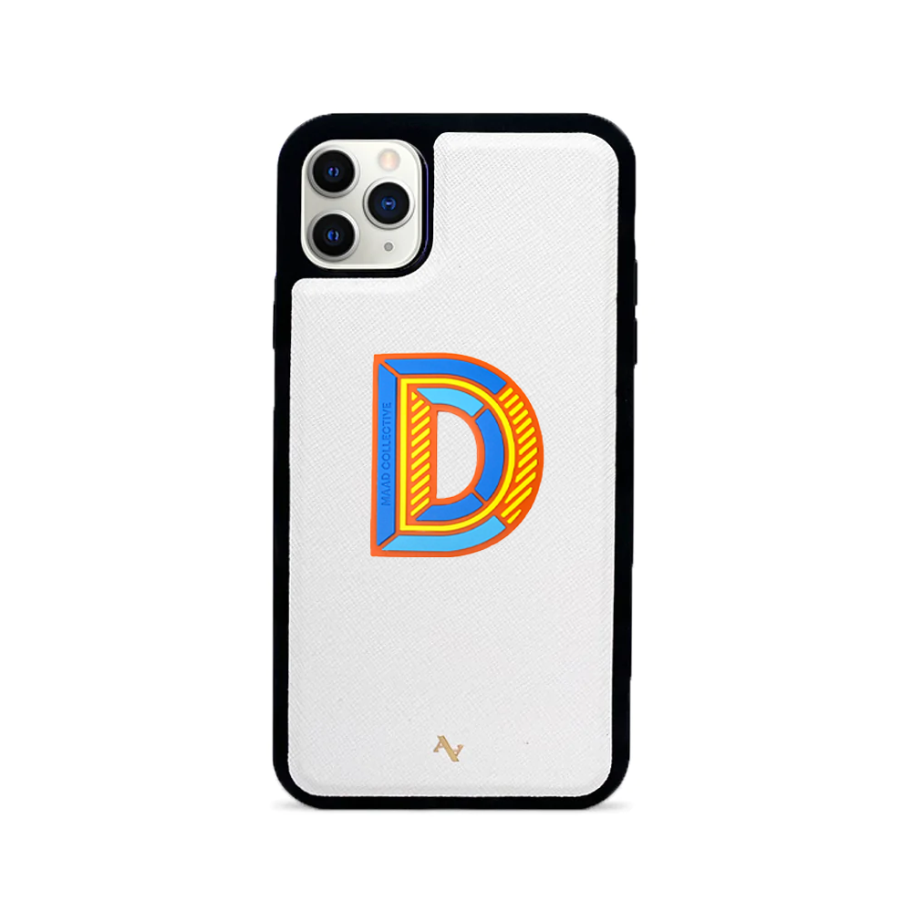 MAAD Stickers Alphabet for iPhone 11 Pro Max in white, showcasing customizable letters for personalization.