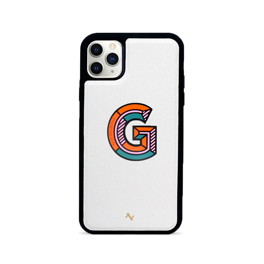 MAAD Stickers Alphabet for iPhone 11 Pro Max in white, showcasing customizable letters for personalization.