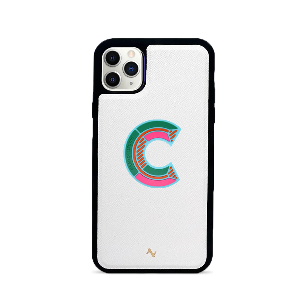 MAAD Stickers Alphabet for iPhone 11 Pro Max in white, showcasing customizable letters for personalization.