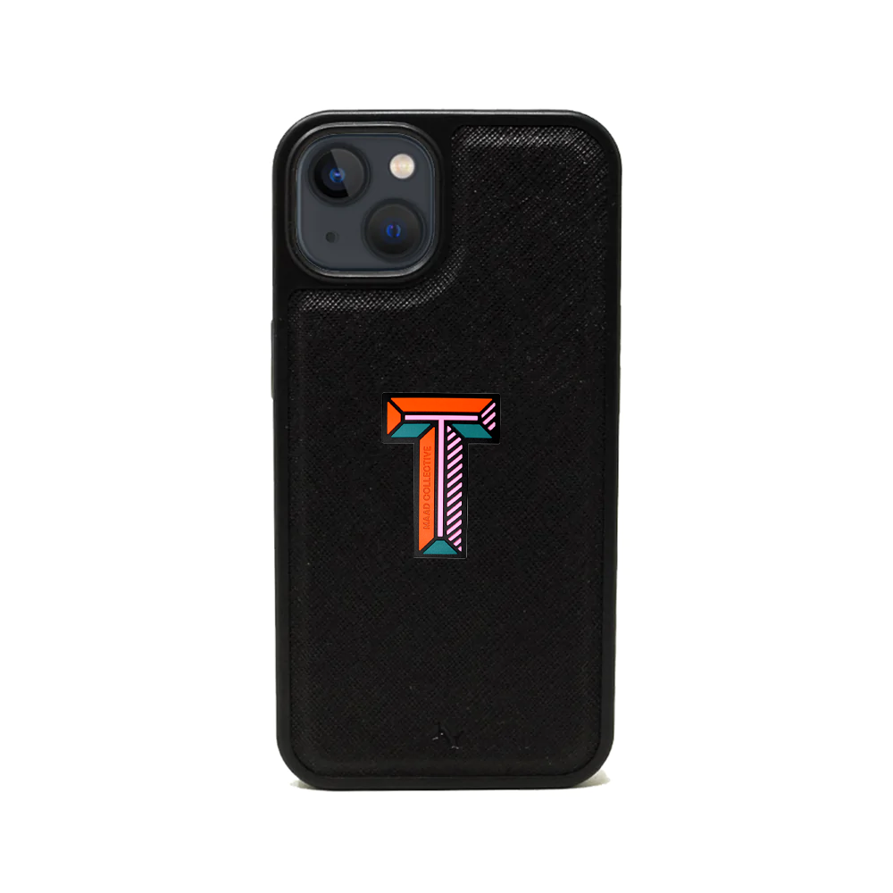 MAAD Stickers Alphabet for iPhone 13 Mini in black, showcasing customizable letters for personalization.