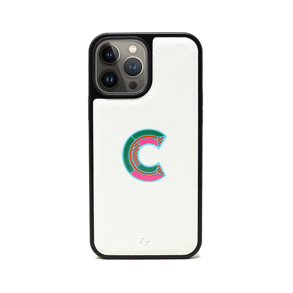 MAAD Stickers Alphabet for iPhone 13 Pro Max in white, showcasing customizable letters for personalization.