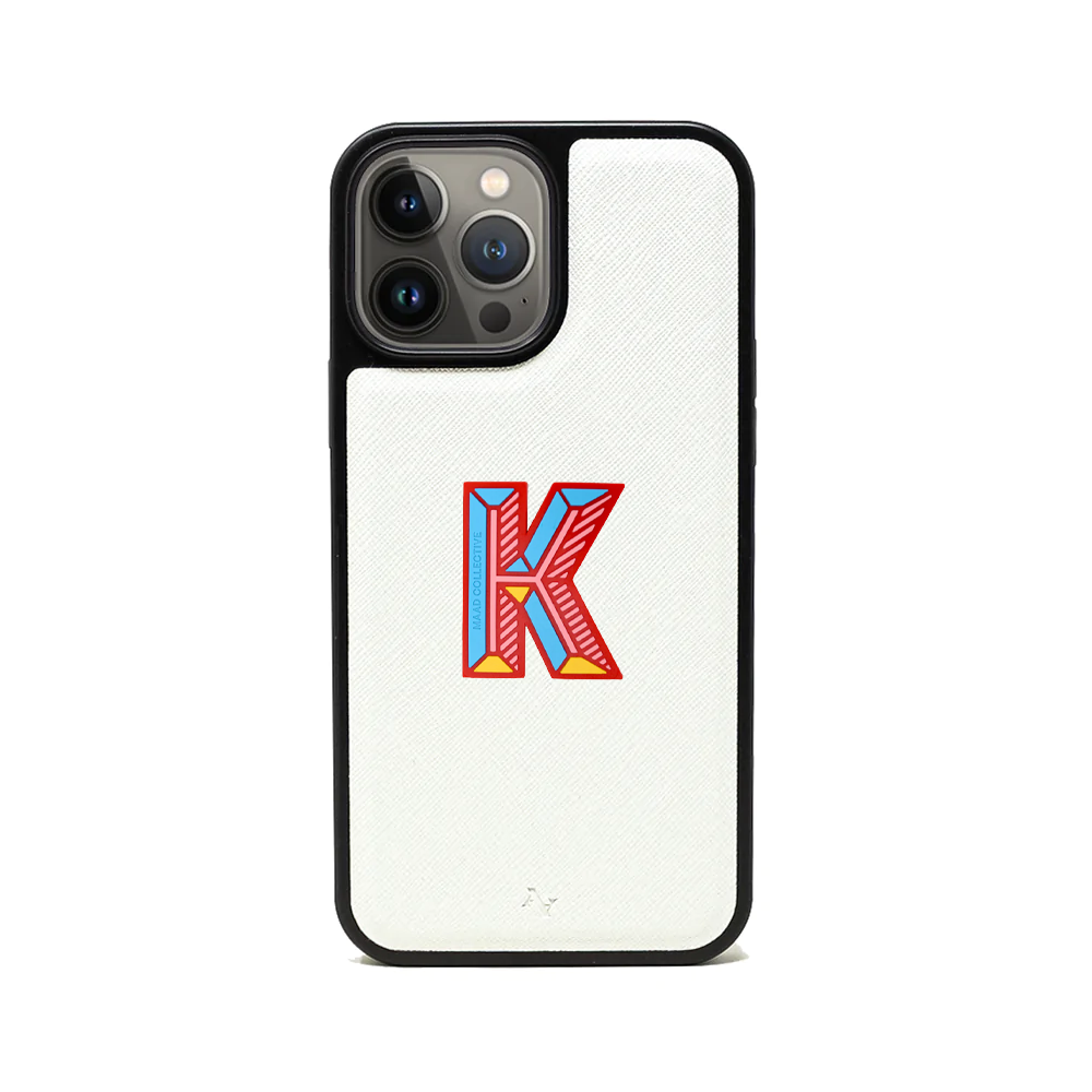 MAAD Stickers Alphabet for iPhone 13 Pro Max in white, showcasing customizable letters for personalization.