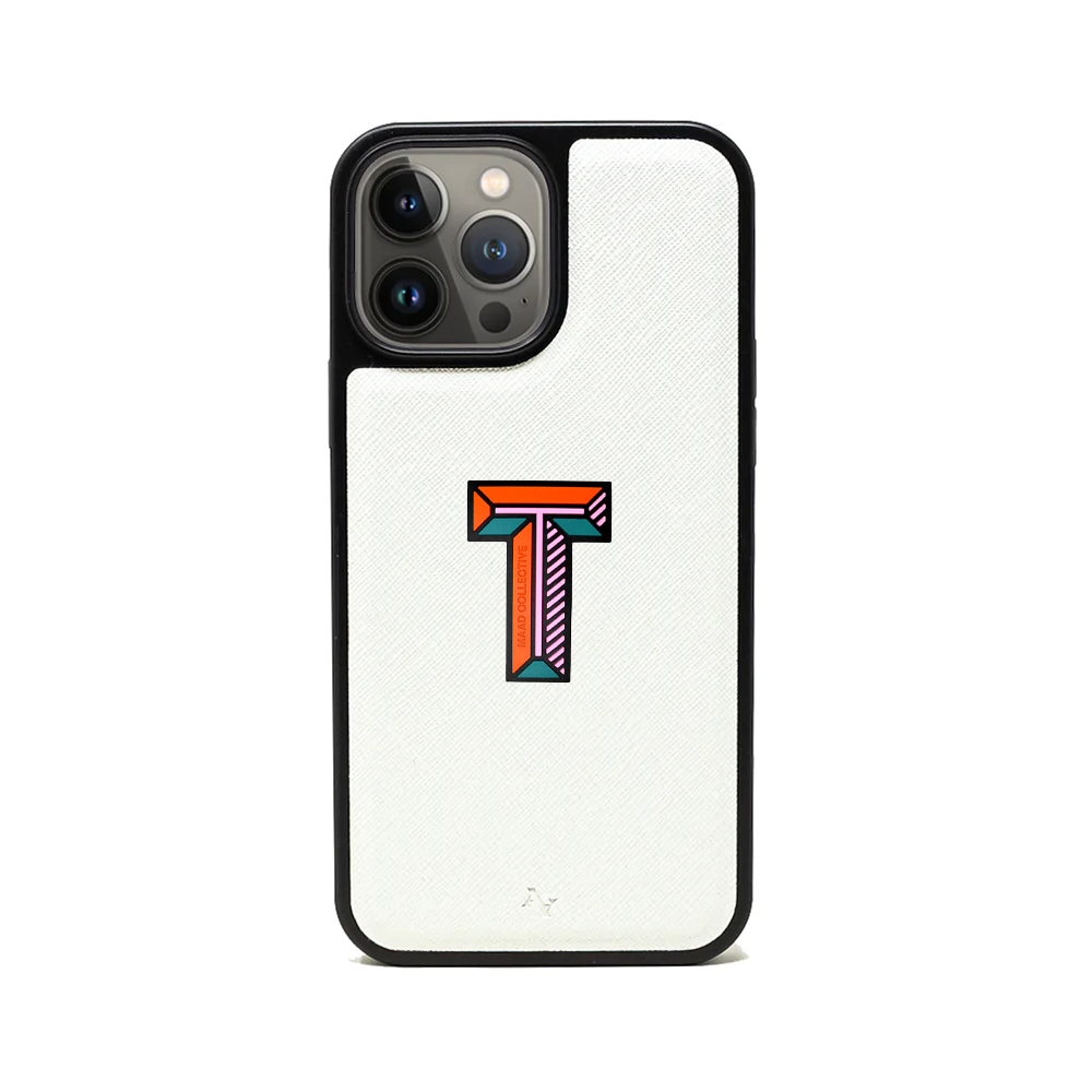 MAAD Stickers Alphabet for iPhone 13 Pro Max in white, showcasing customizable letters for personalization.