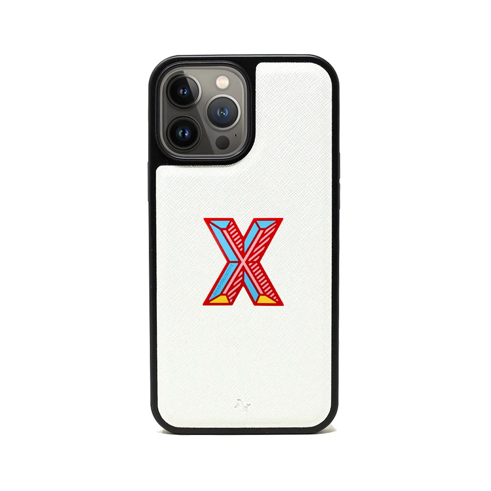 MAAD Stickers Alphabet for iPhone 13 Pro Max in white, showcasing customizable letters for personalization.