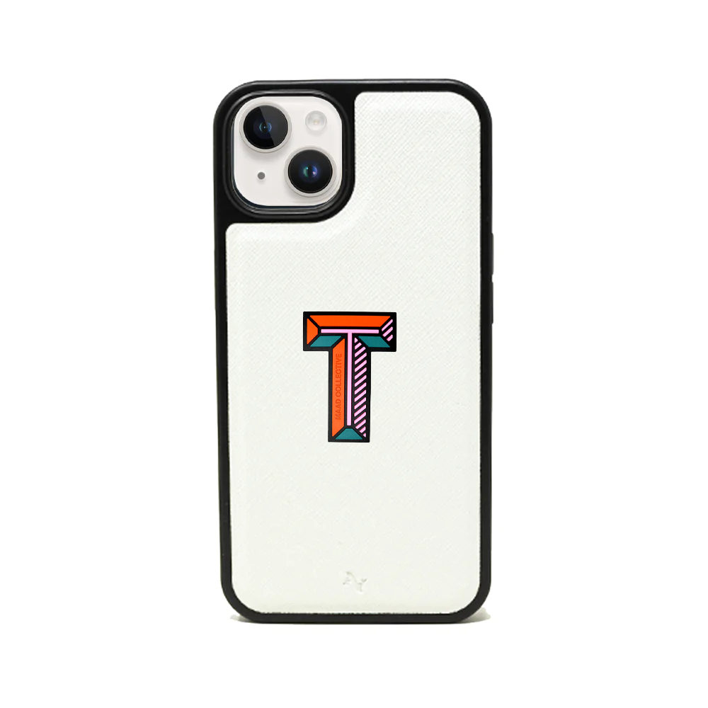 MAAD Stickers Alphabet for iPhone 14 in white, showcasing customizable letters for personalization.