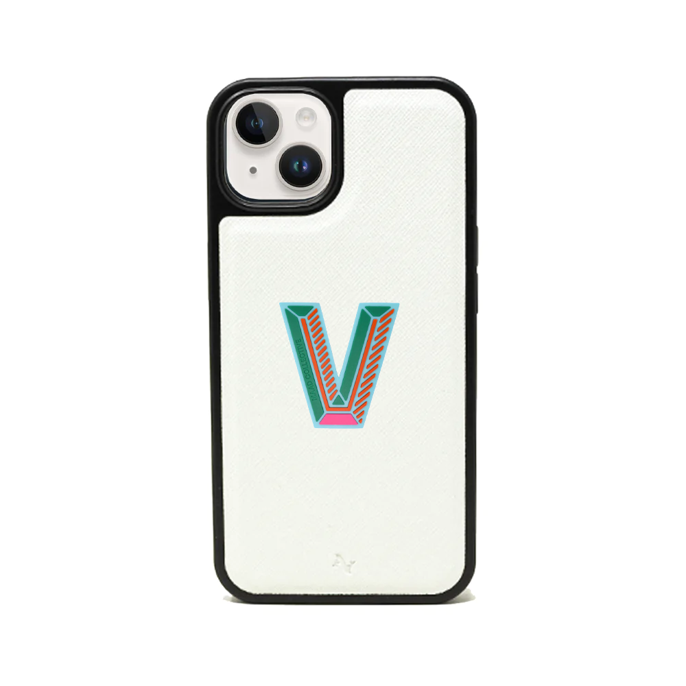 MAAD Stickers Alphabet for iPhone 14 in white, showcasing customizable letters for personalization.