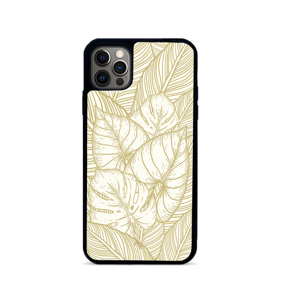 MAAD Tropical Plants iPhone 12 Pro Max leather case featuring saffiano leather and customizable design options.