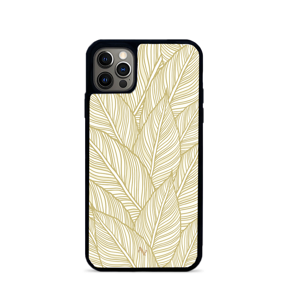 MAAD Tropical Plants iPhone 12 Pro Max leather case featuring saffiano leather and customizable design options.