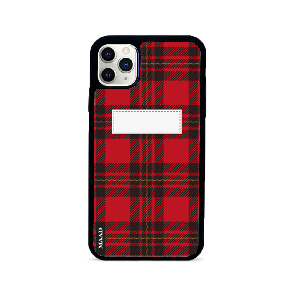 MAAD Winter leather case for iPhone 11 Pro Max, featuring saffiano leather and a soft rubber rim, customizable with monogram options.