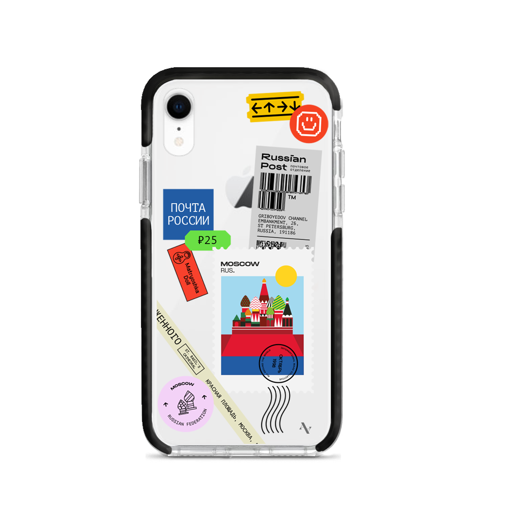 MAAD World iPhone XR Clear Case showcasing its slim and protective design, perfect for travelers.