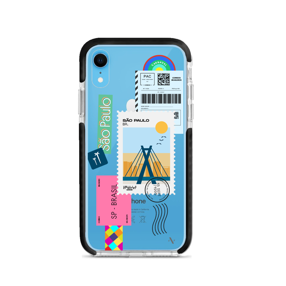 MAAD World iPhone XR Clear Case showcasing its slim and protective design, perfect for travelers.