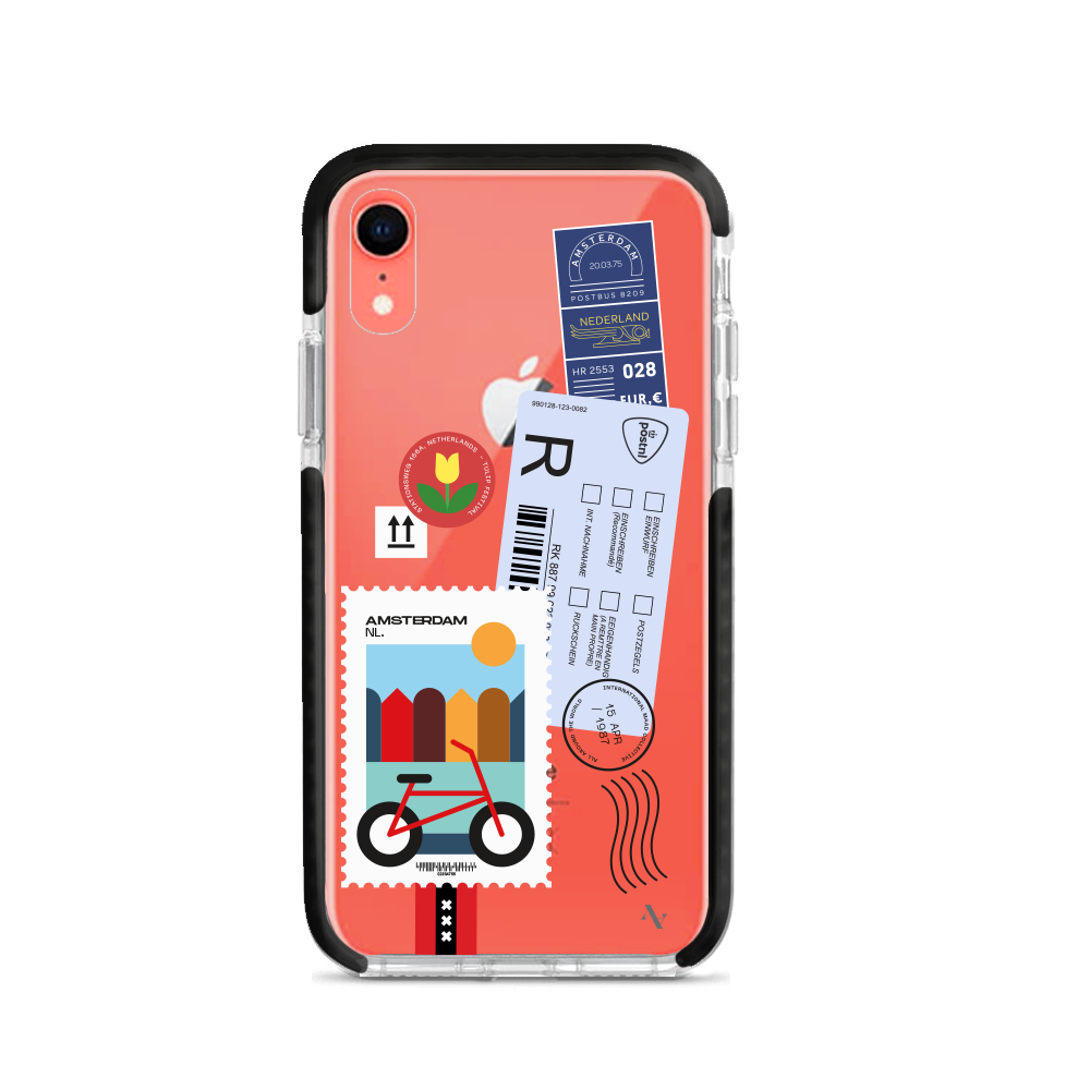 MAAD World iPhone XR Clear Case showcasing its slim and protective design, perfect for travelers.