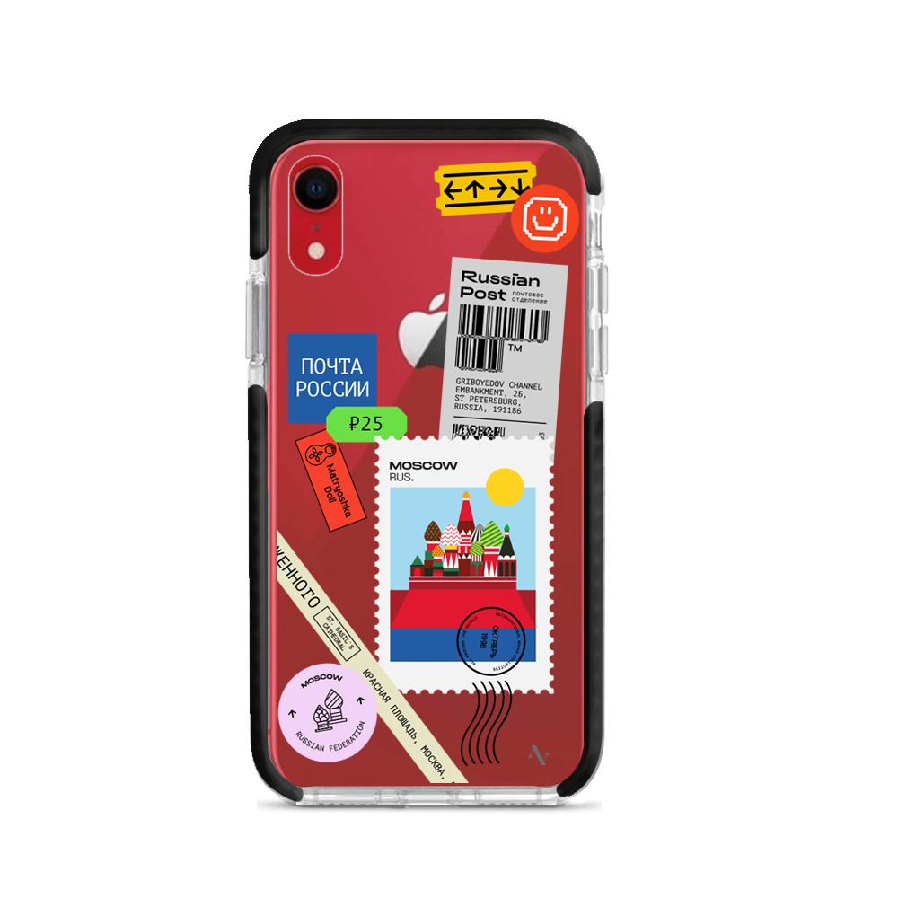 MAAD World iPhone XR Clear Case showcasing its slim and protective design, perfect for travelers.