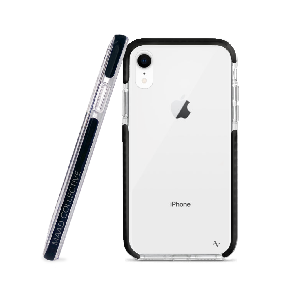 MAAD World iPhone XR Clear Case showcasing its slim and protective design, perfect for travelers.