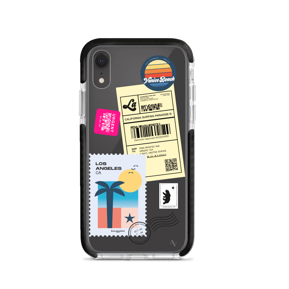 MAAD World iPhone XR Clear Case showcasing its slim and protective design, perfect for travelers.