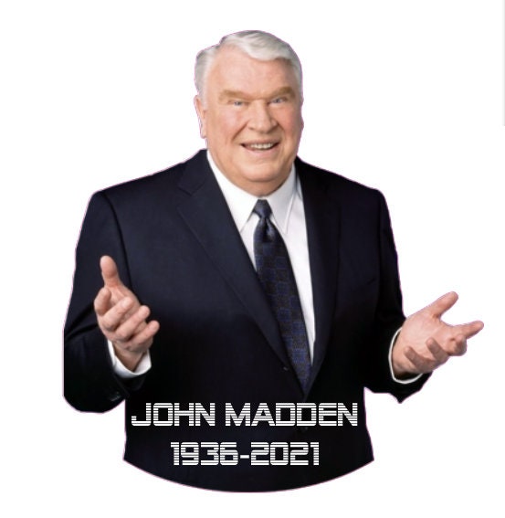 John Madden vinyl decal sticker on a car window, showcasing vibrant colors and detailed design.