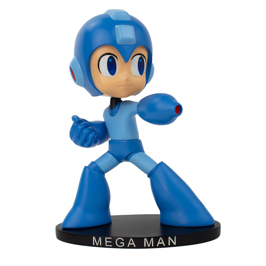 Mega Man Bobblehead standing 8 inches tall, hand-painted with vibrant colors, showcasing the iconic character from the video game series.