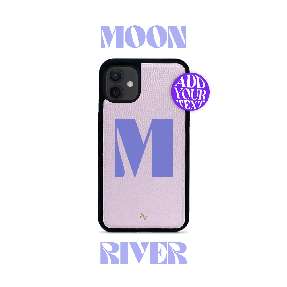 Moon River Blush Leather Case for iPhone 12 Mini, showcasing genuine saffiano leather with a soft rubber rim.