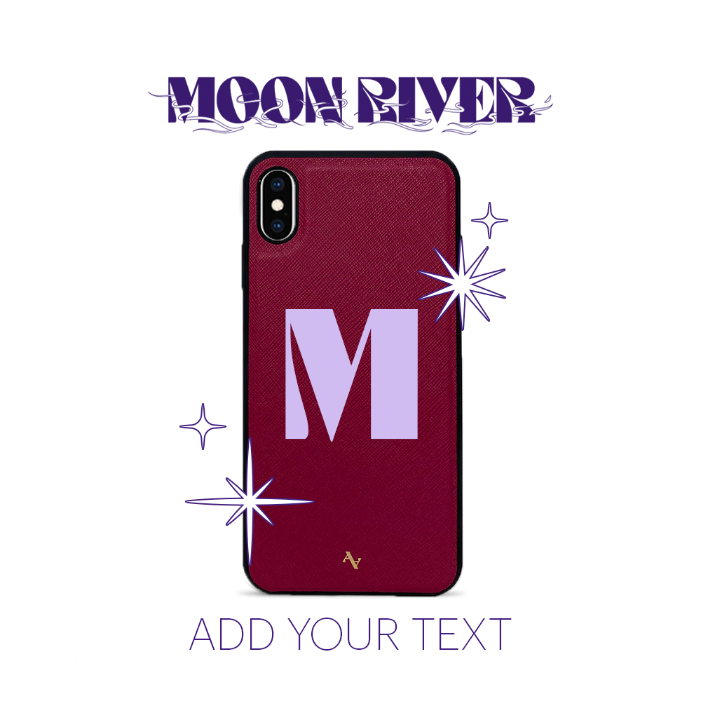 Moon River Red Leather Case for iPhone XS Max, featuring saffiano leather and soft rubber rim for protection.