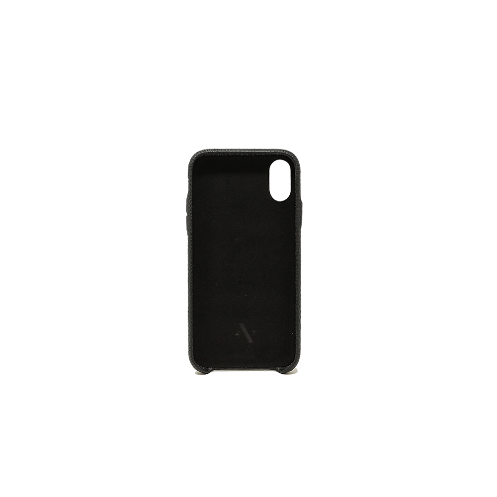 Stylish Pebble Black iPhone XR Case made from genuine leather, featuring a minimalist design and personalization options.