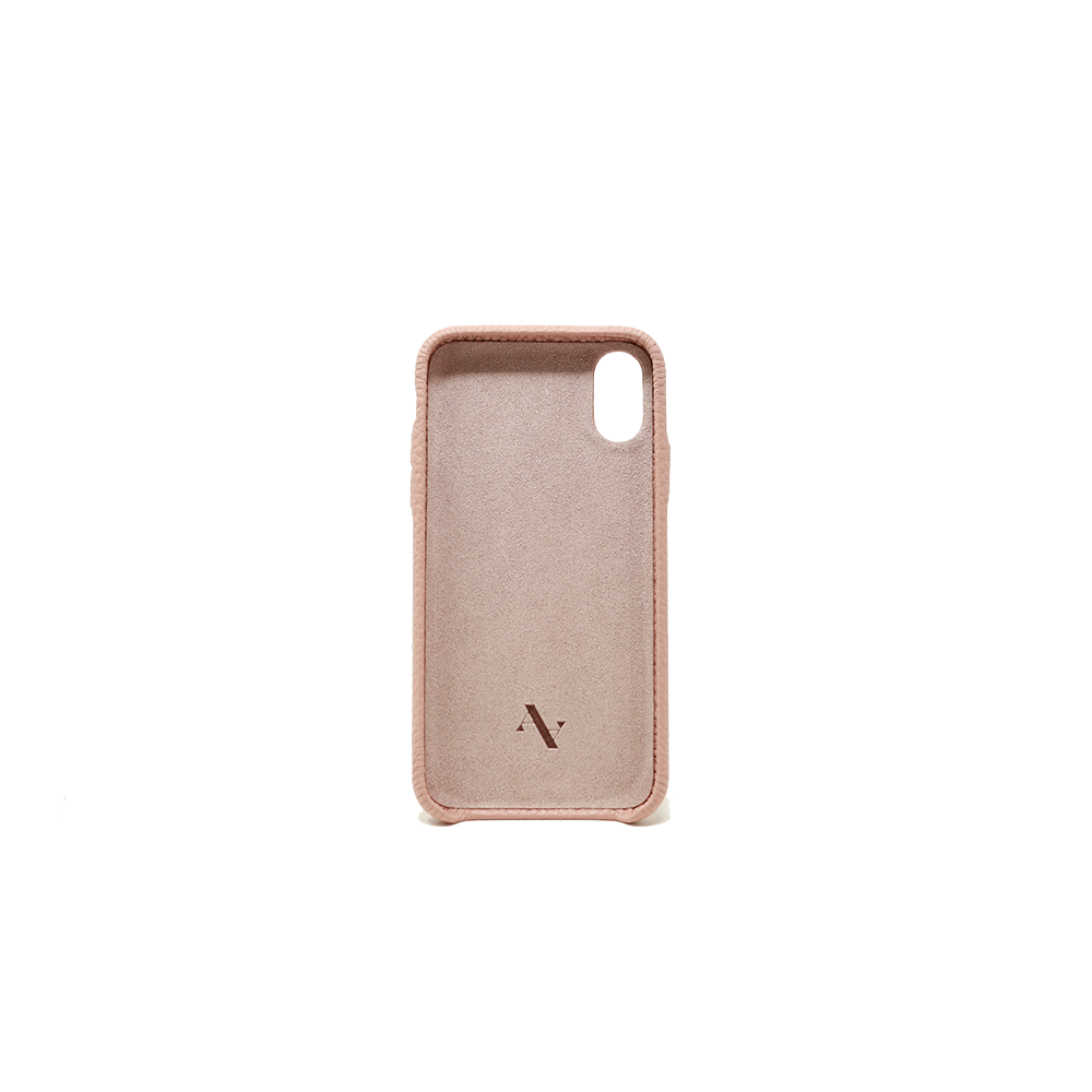 Pebble Nude iPhone XR Case made from genuine leather, featuring a minimalist design in earthy tones.