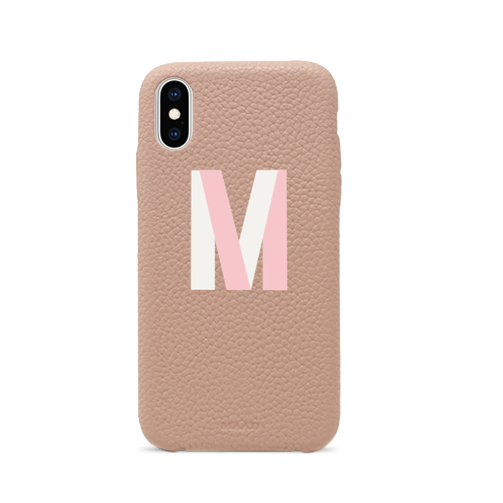 Pebble Nude iPhone XS MAX Case made from genuine leather, showcasing its slim design and earthy tones.