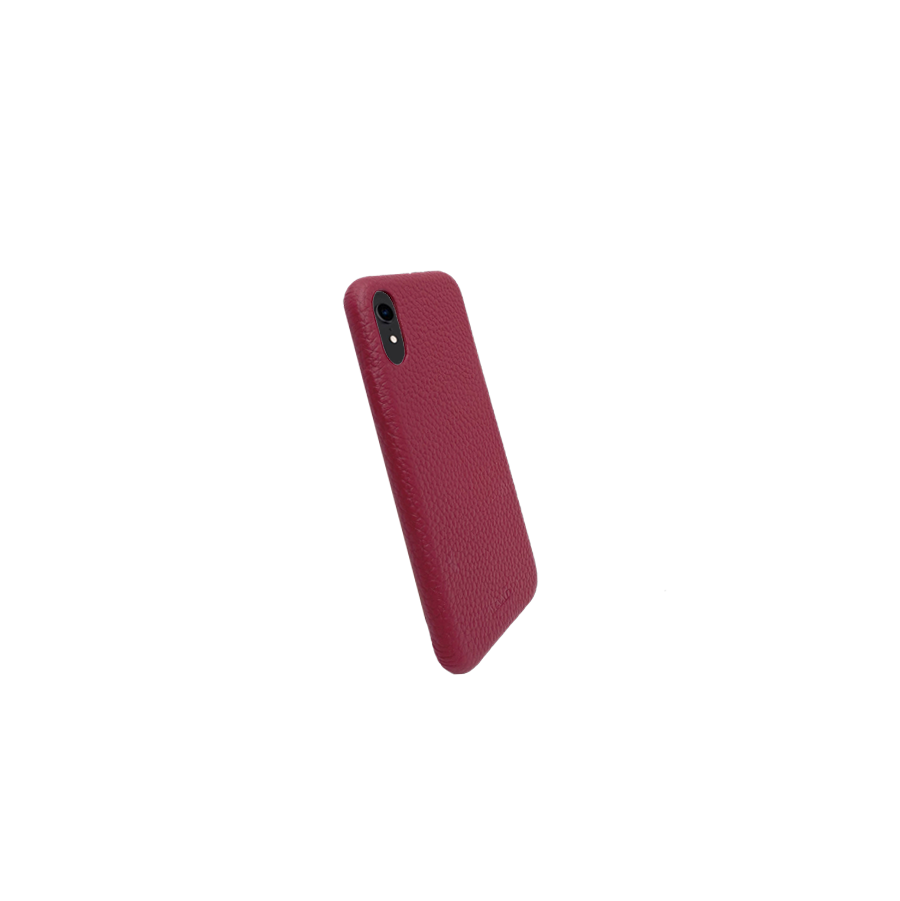 Stylish red pebble leather case for iPhone XR, featuring a minimalist design and personalization options.