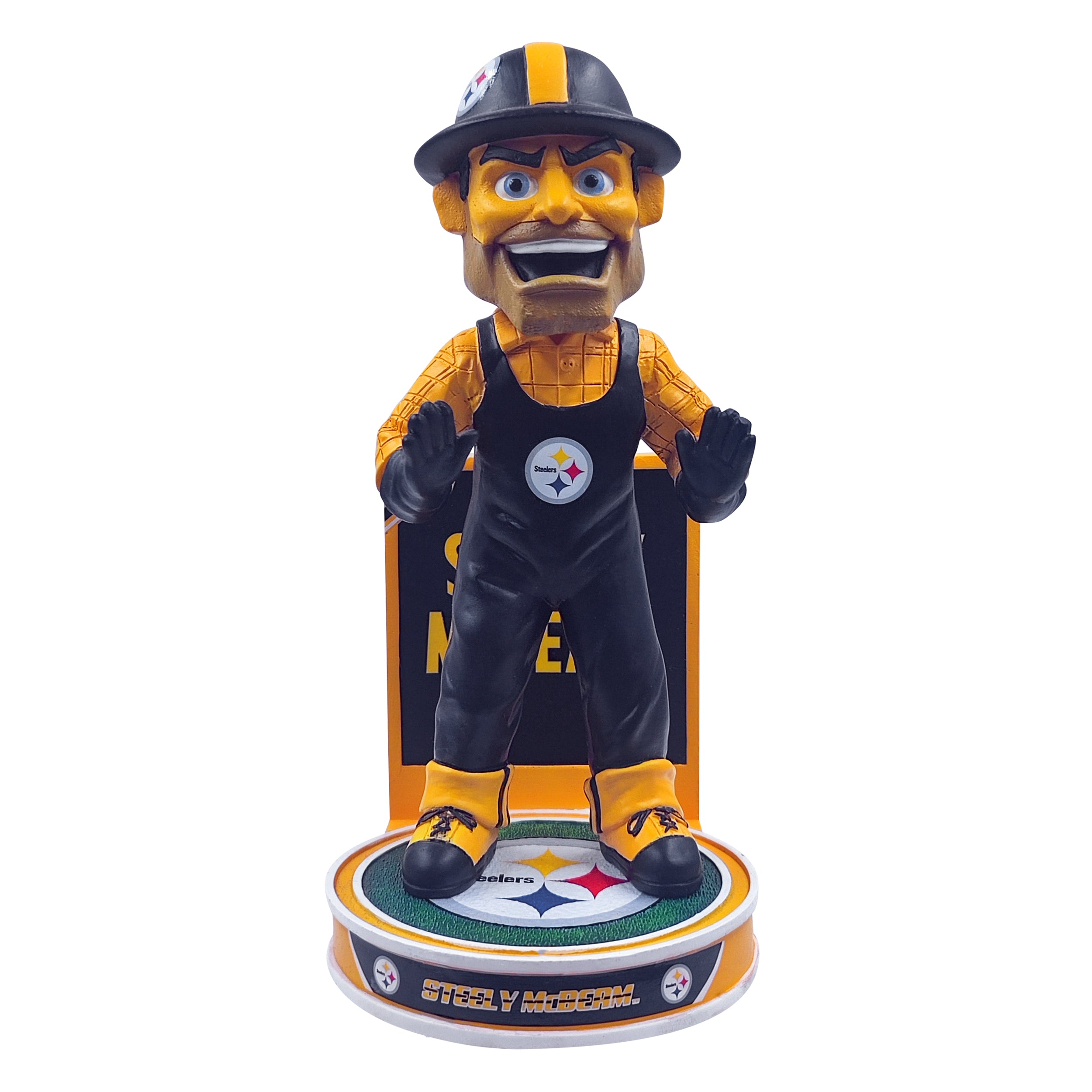 Pittsburgh Steelers Hero Series Mascot Bobblehead, 8 inches tall, showcasing detailed design and vibrant team colors.