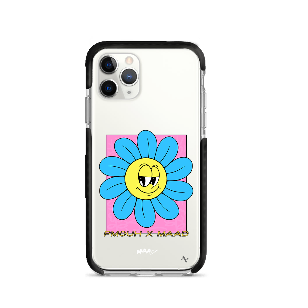 PMouh x MAAD iPhone 11 Pro Clear Case featuring unique characters and a slim design for protection.