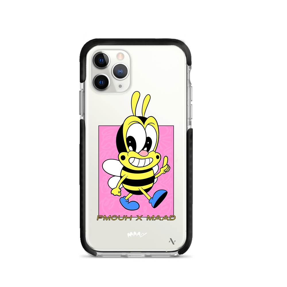 PMouh x MAAD iPhone 11 Pro Clear Case featuring unique characters and a slim design for protection.