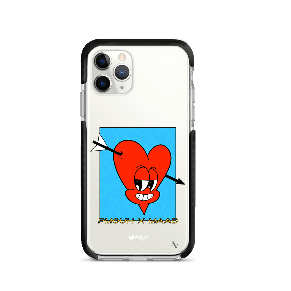 PMouh x MAAD iPhone 11 Pro Clear Case featuring unique characters and a slim design for protection.