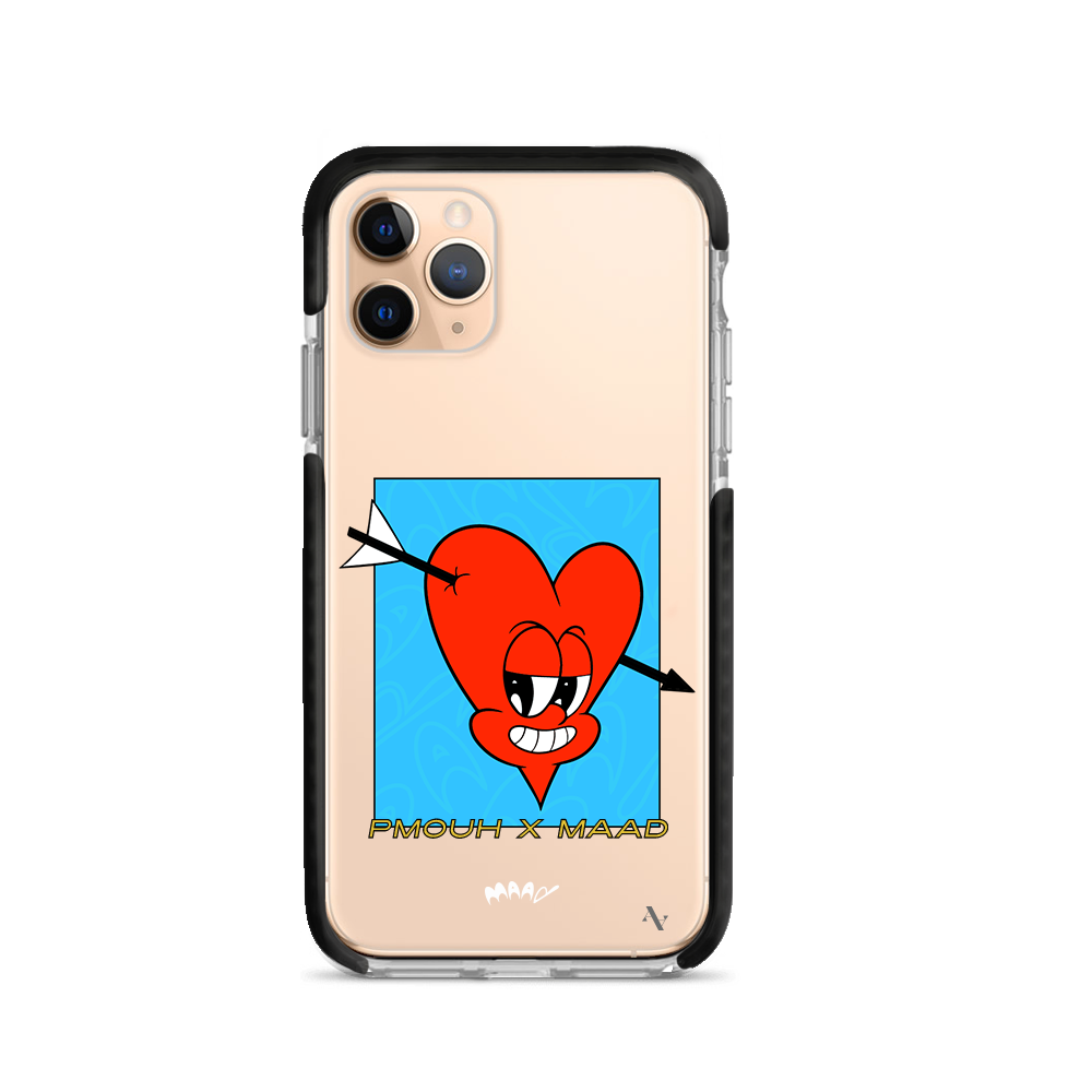 PMouh x MAAD iPhone 11 Pro Clear Case featuring unique characters and a slim design for protection.