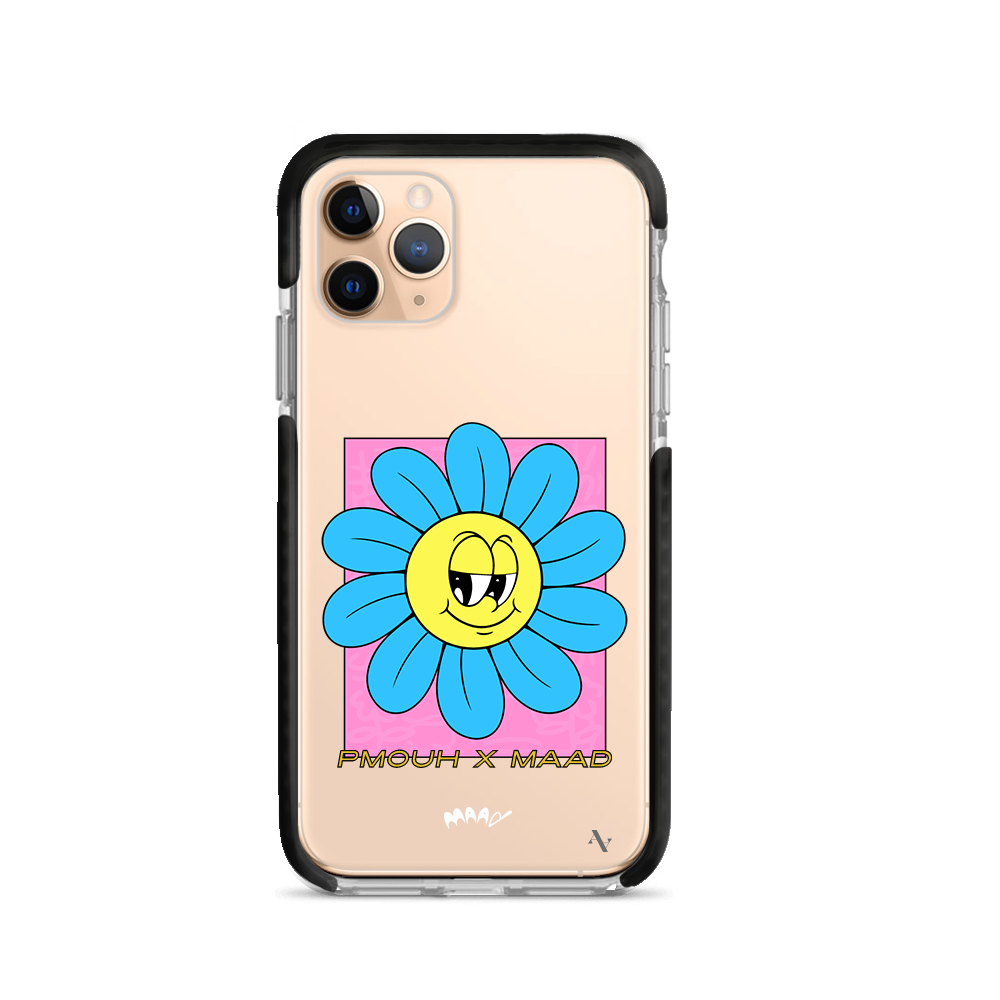 PMouh x MAAD iPhone 11 Pro Clear Case featuring unique characters and a slim design for protection.