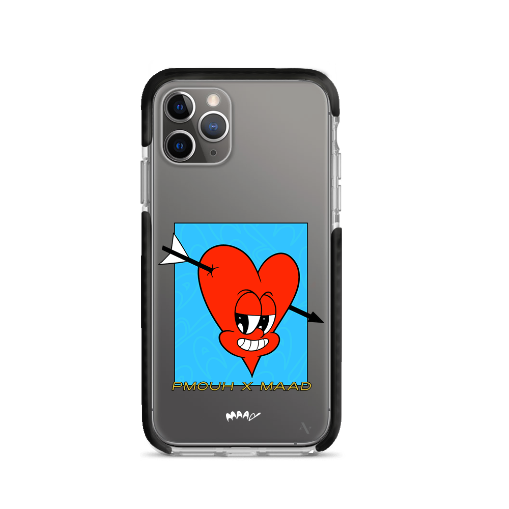 PMouh x MAAD iPhone 11 Pro Clear Case featuring unique characters and a slim design for protection.