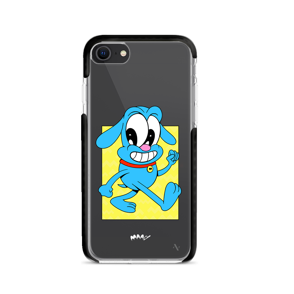 PMouh x MAAD Clear Case for iPhone 7/8/SE featuring vibrant characters and a slim design for protection.