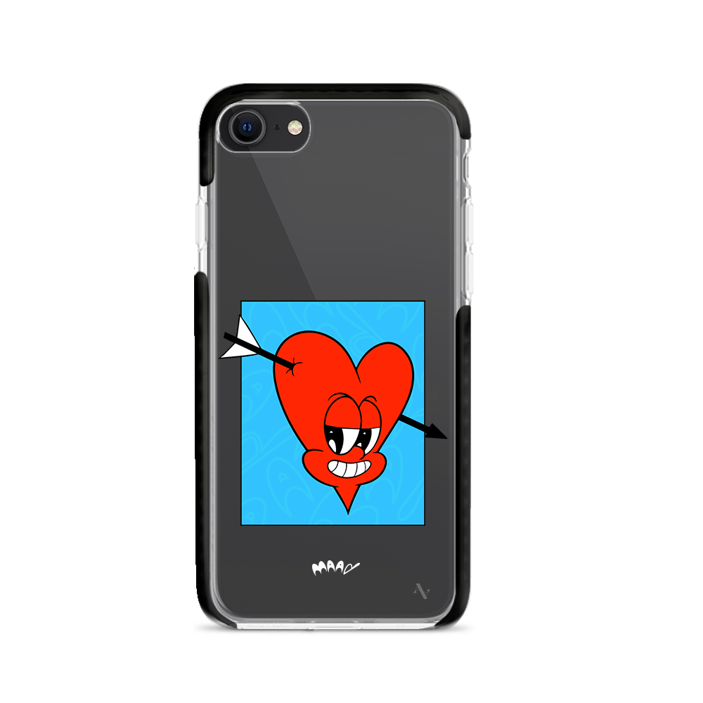 PMouh x MAAD Clear Case for iPhone 7/8/SE featuring vibrant characters and a slim design for protection.