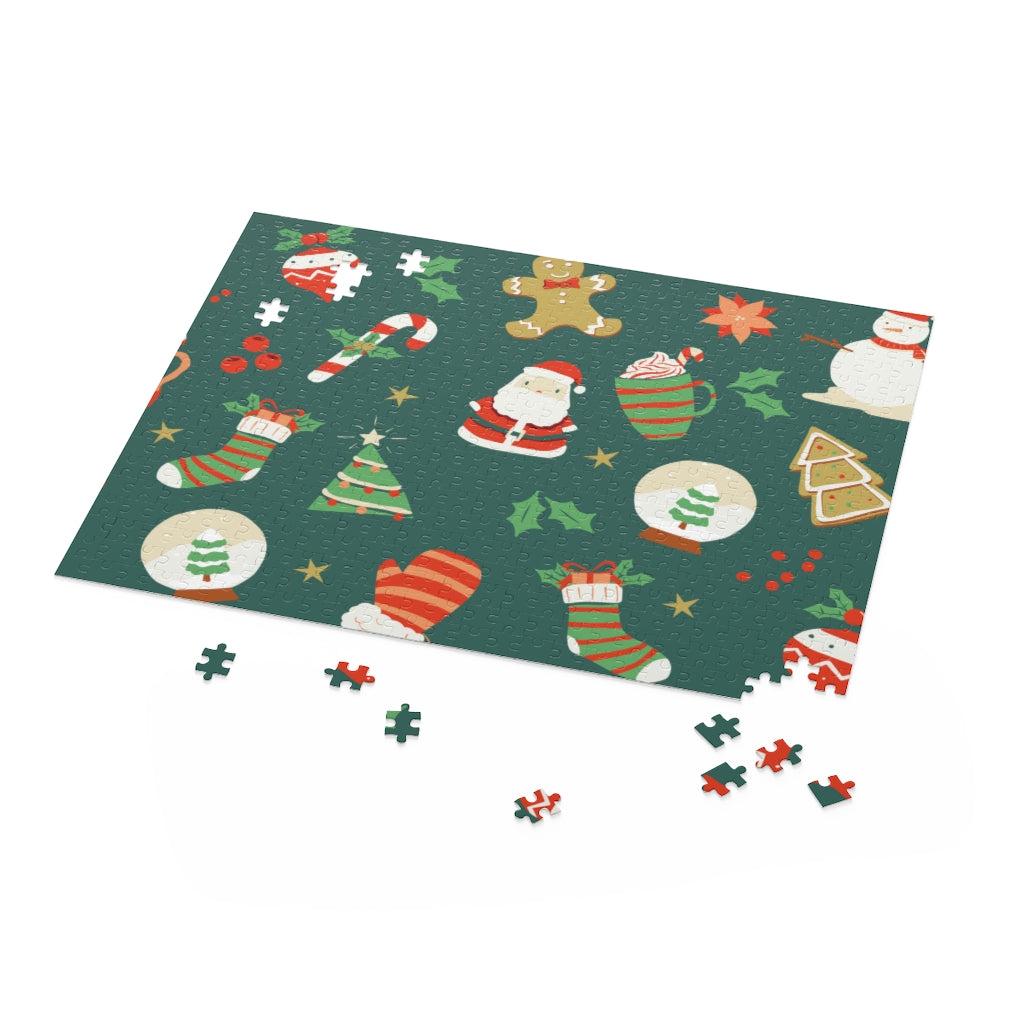 Retro Christmas Jigsaw Puzzle with 500 high-quality chipboard pieces, featuring a vibrant holiday design in a gift-ready box.