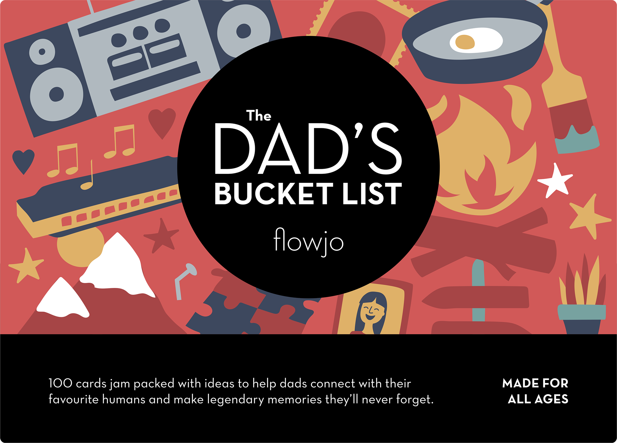 The Dad's Bucket List box featuring 100 adventure ideas for fathers and children, designed to create memorable experiences.