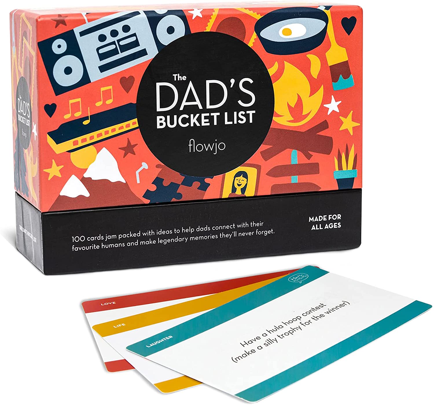 The Dad's Bucket List box featuring 100 adventure ideas for fathers and children, designed to create memorable experiences.