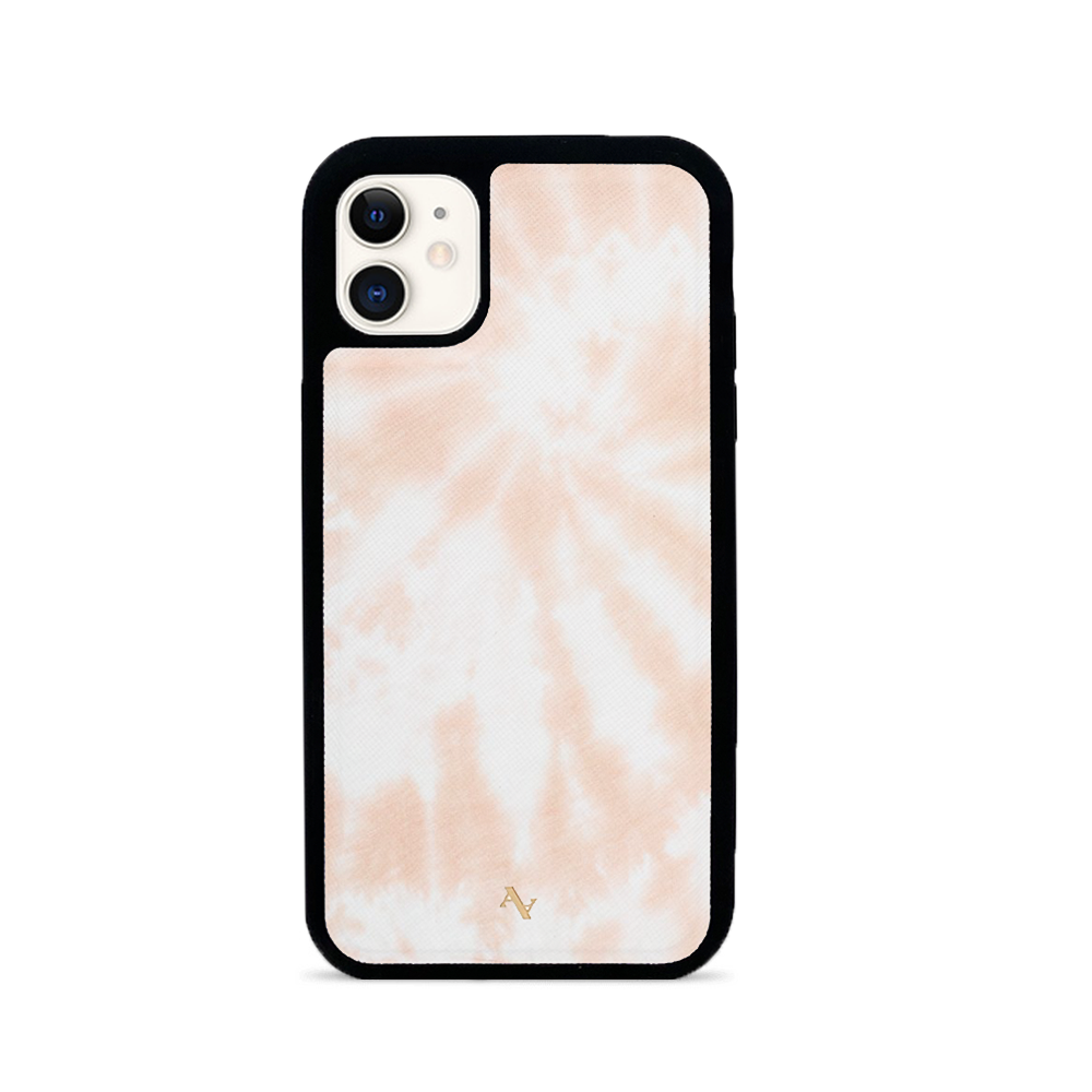 Tie Dye Melon Fever iPhone 11 leather case featuring vibrant colors and a soft rubber rim for protection.