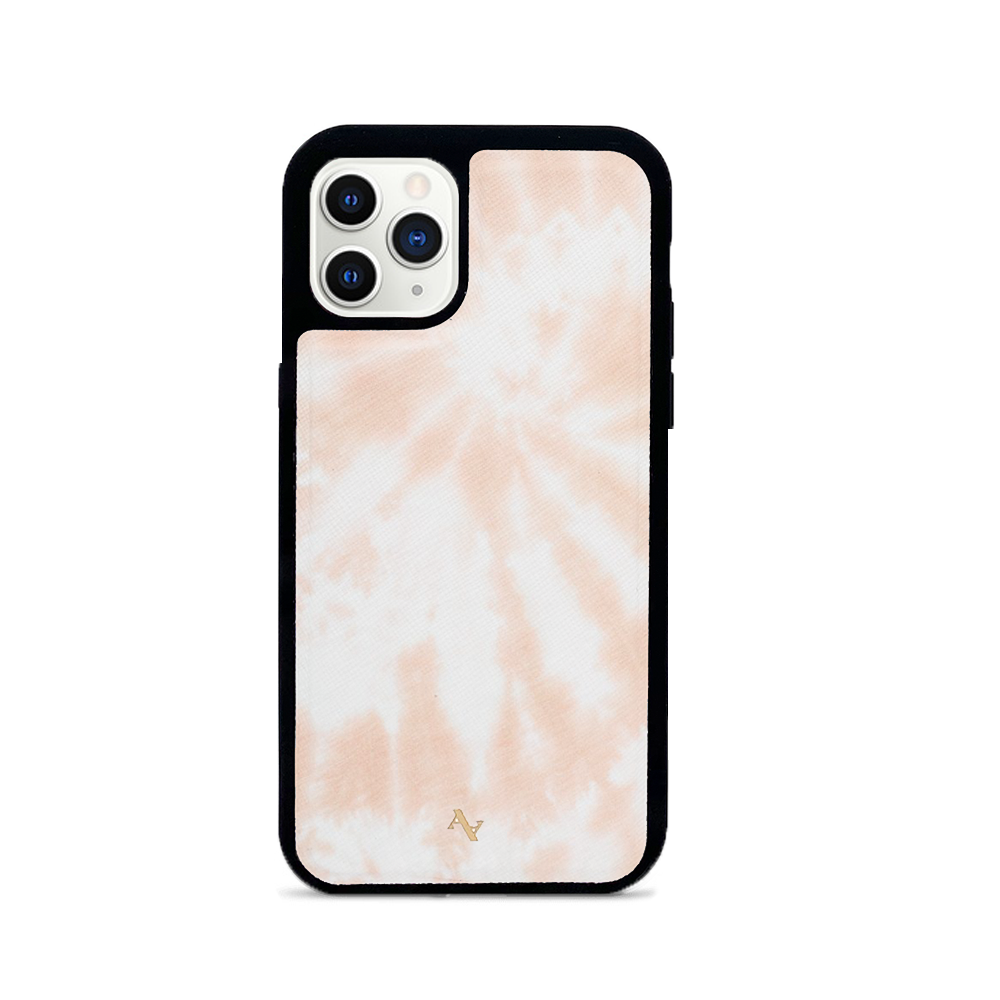 Tie Dye Melon Fever leather case for iPhone 11 Pro, featuring vibrant colors and a sleek design with a soft rubber rim.