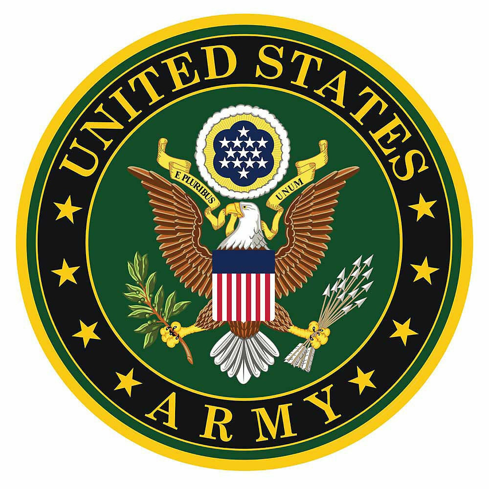 US Army Military Decal sticker on a car window, showcasing high-quality 3M vinyl material.