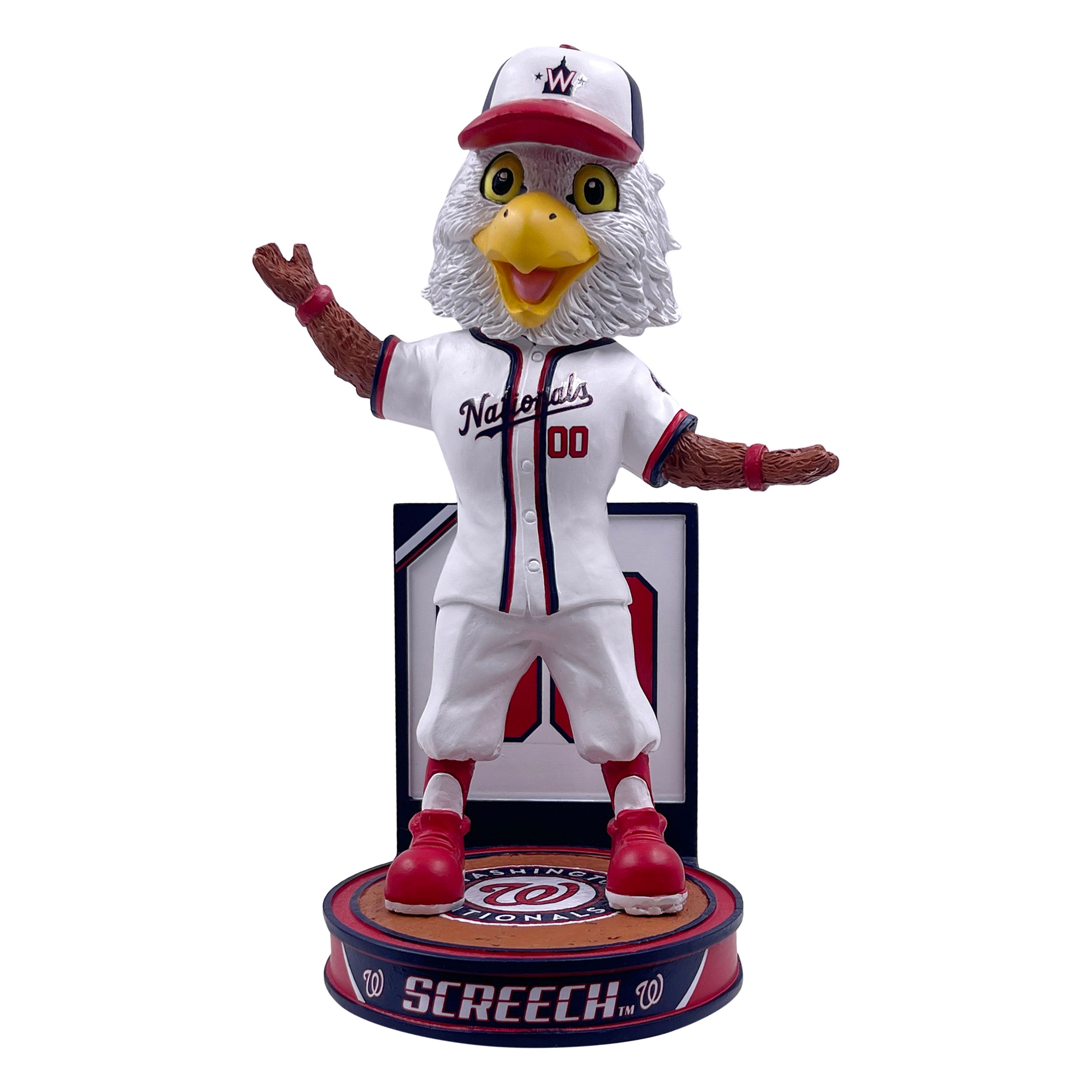 Washington Nationals Hero Series Mascot Bobblehead, 8 inches tall, featuring vibrant colors and detailed design.