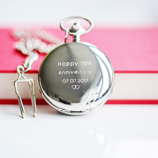 A beautifully crafted Dual Opening Pocket Watch showcasing its skeleton view and personalised engraving options.