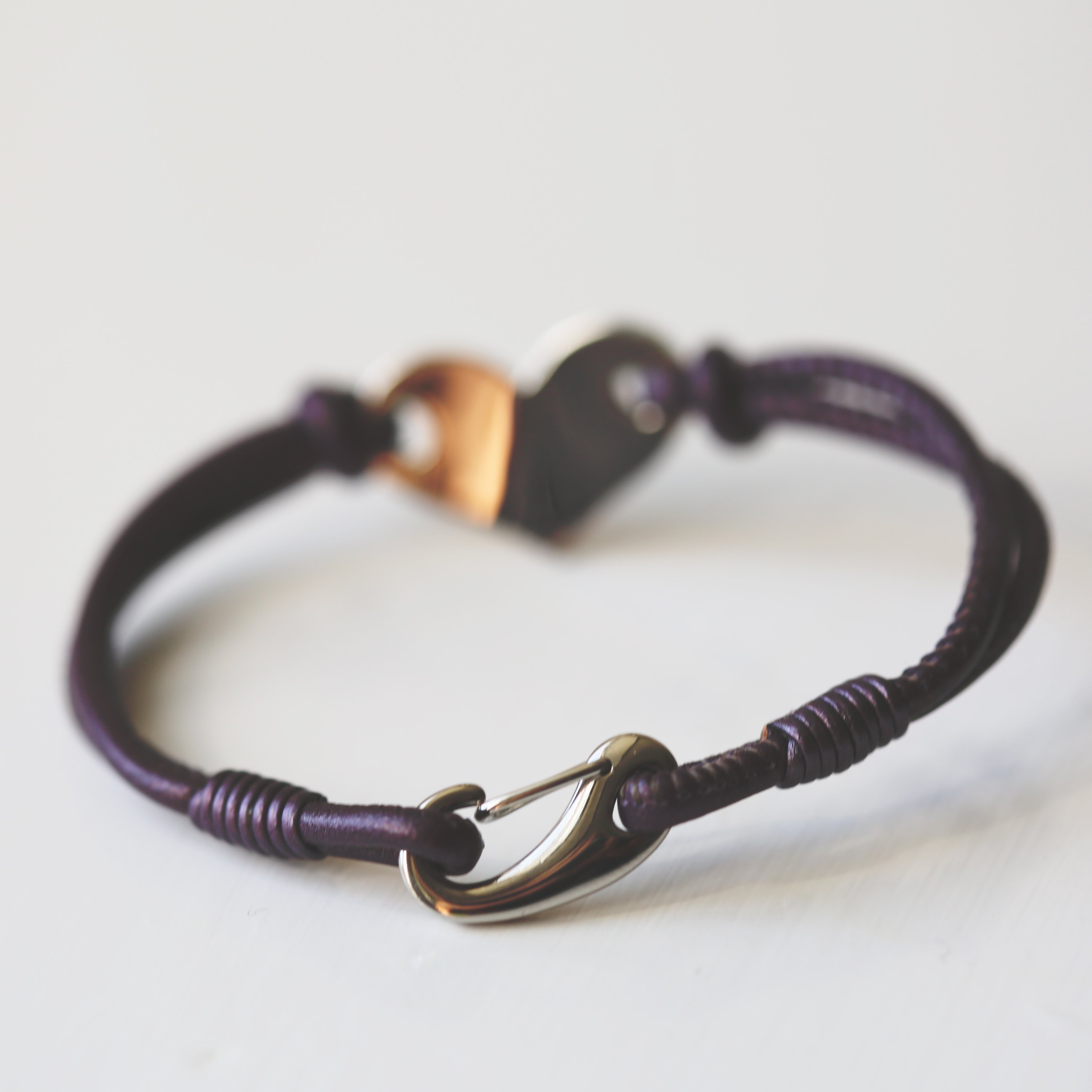 Handwriting Hearts Forever Bracelet in Berry color, featuring a silver heart and made from genuine leather.