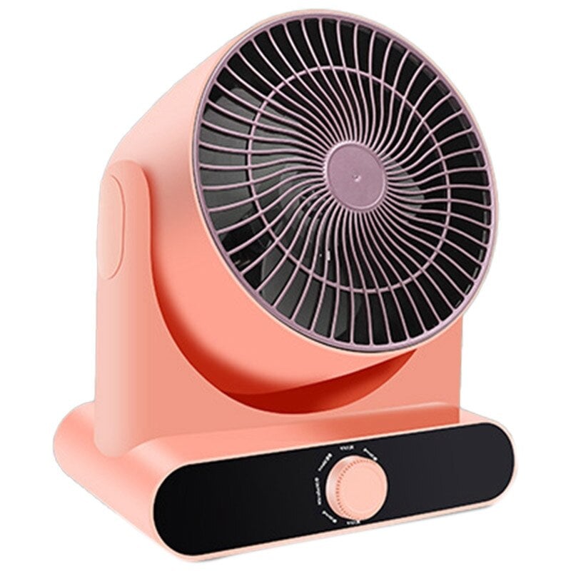 Household Electric Super Quiet Desktop Office Fan in light blue and pink, showcasing its sleek design and adjustable features.